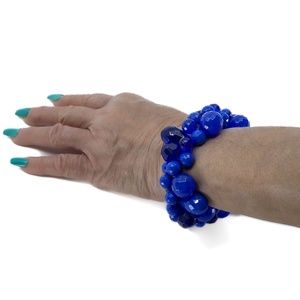 Electric Blue Beaded Stretch Bracelet